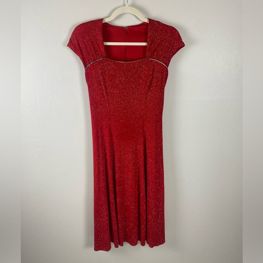 Stage Accents Performance Apparel Red Dress Vtg‎ 90s Sparkle - Size 8